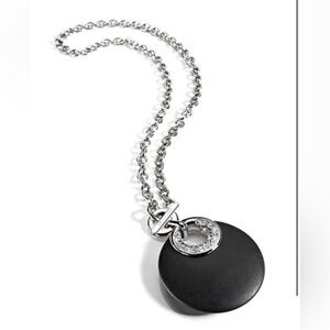 Morellato Black Pendant Necklace Gunmetal Chain Zirconia Accent Italy